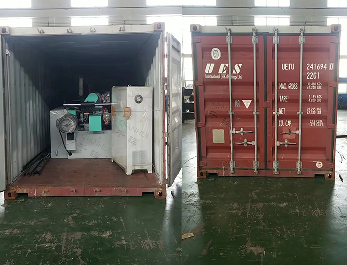 veneer peeling machine loaded into container